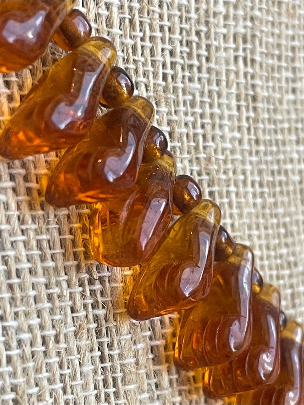 Amber pressed glass Figa Bead Necklace - Women Jewelry
